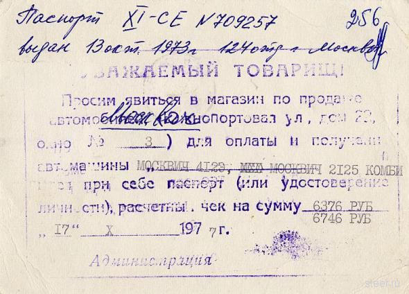 История продаж авто в СССР